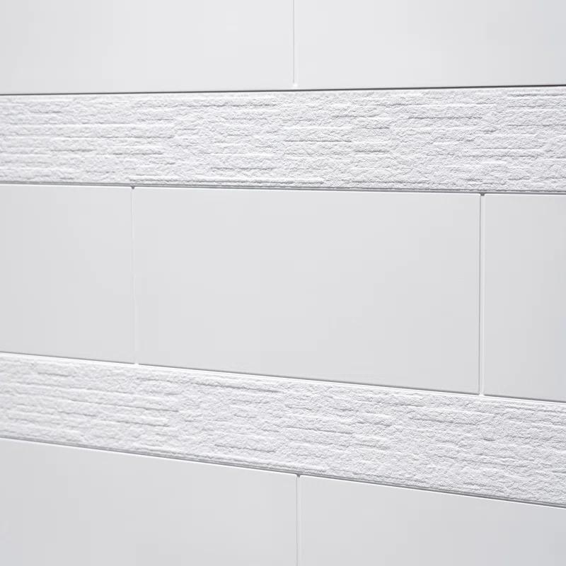 WoodBridge Solid Surface Shower Wall Panel Surround, High Gloss White Finish, Cuttable, Two Installation Methods (Screw Mounting or Glue-Up Design)