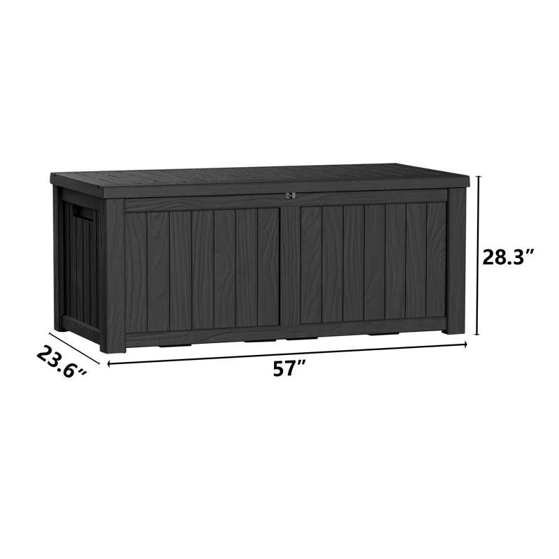 Hokku Designs Waterproof 120 Gallon Large Outdoor Indoor Patio Storage Deck Box , Outside Storage Bin for Cushion Pillows, Towels, Garden Tools