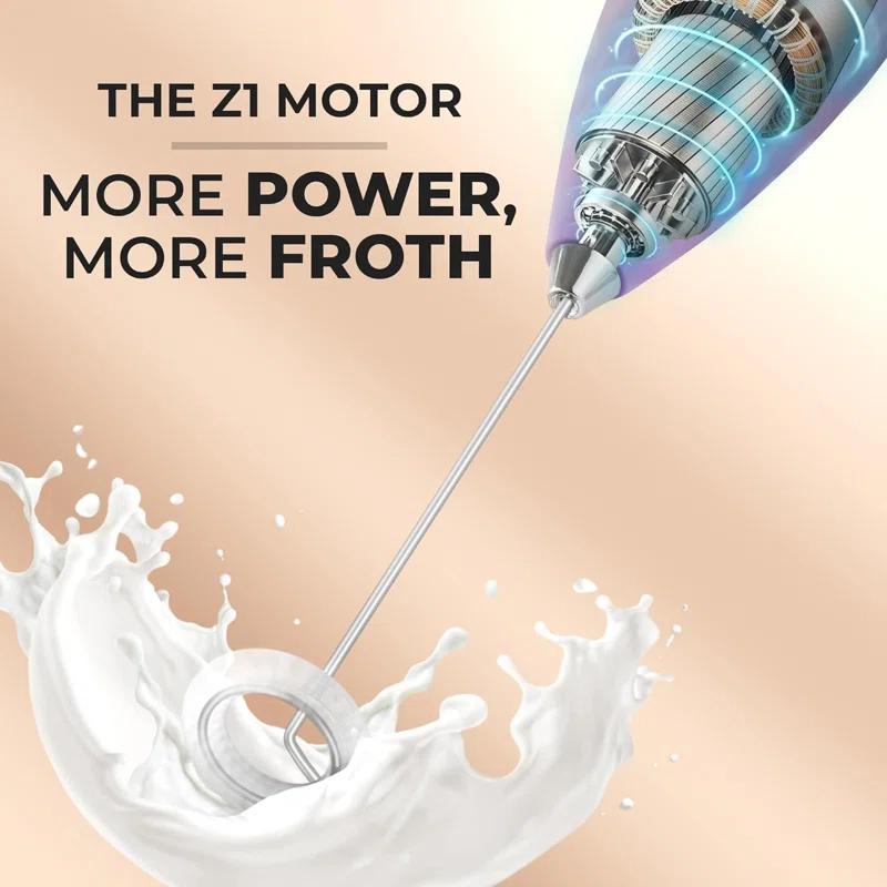 Zulay Kitchen Zulay Kitchen Milk Frother with Batteries 4pcs Duracell Included - Handheld Milk Frother Wand Drink Mixer for Coffee, Latte, Cappuccino, Tea, Hot Chocolate