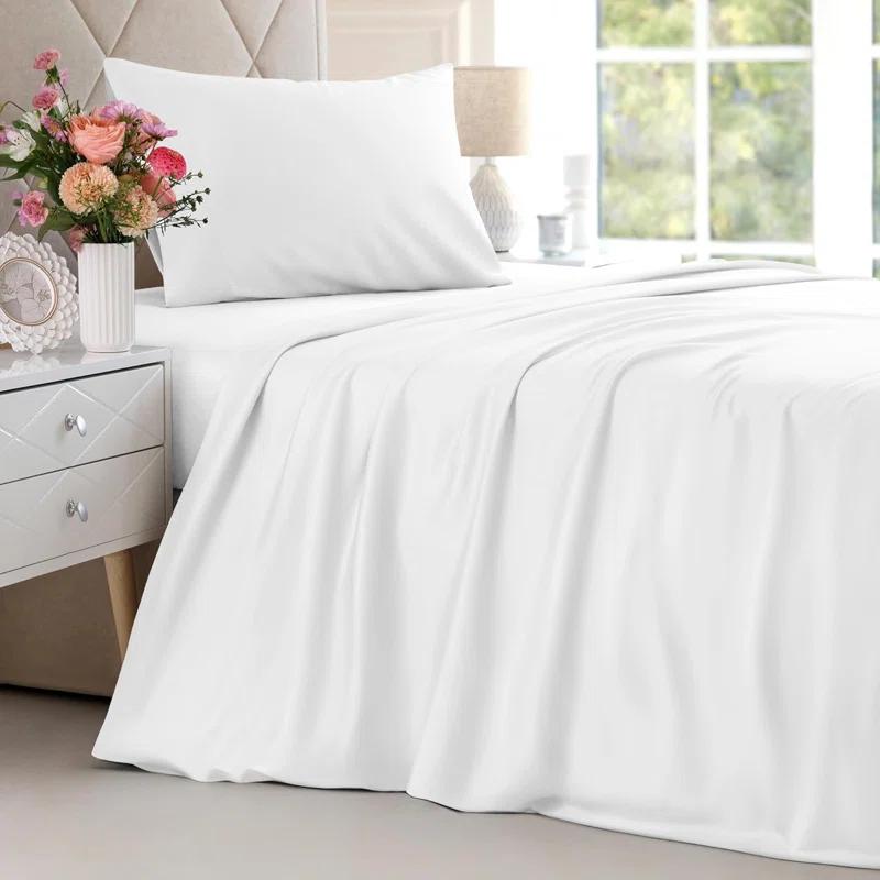 CGK Linens Premium Rayon From Bamboo 4 Piece Deep Pocket Ultra Soft & Cooling Sheet Set