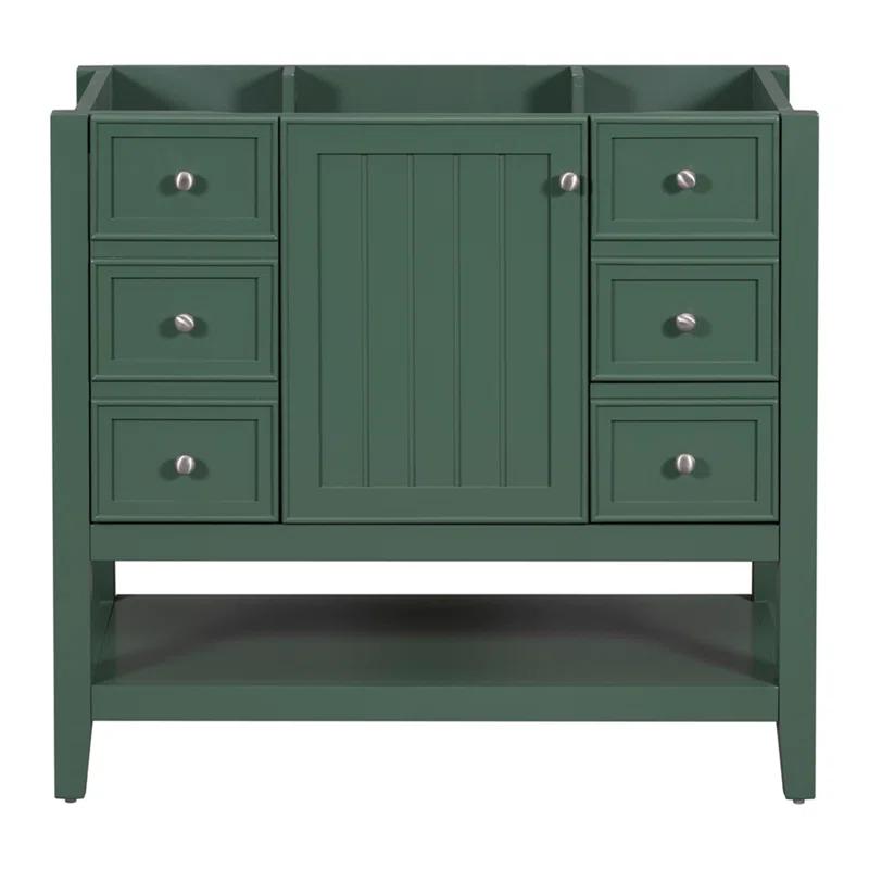 (Base Only) 36" Bathroom Vanity Without Sink, 1 Cabinet And Three Drawers