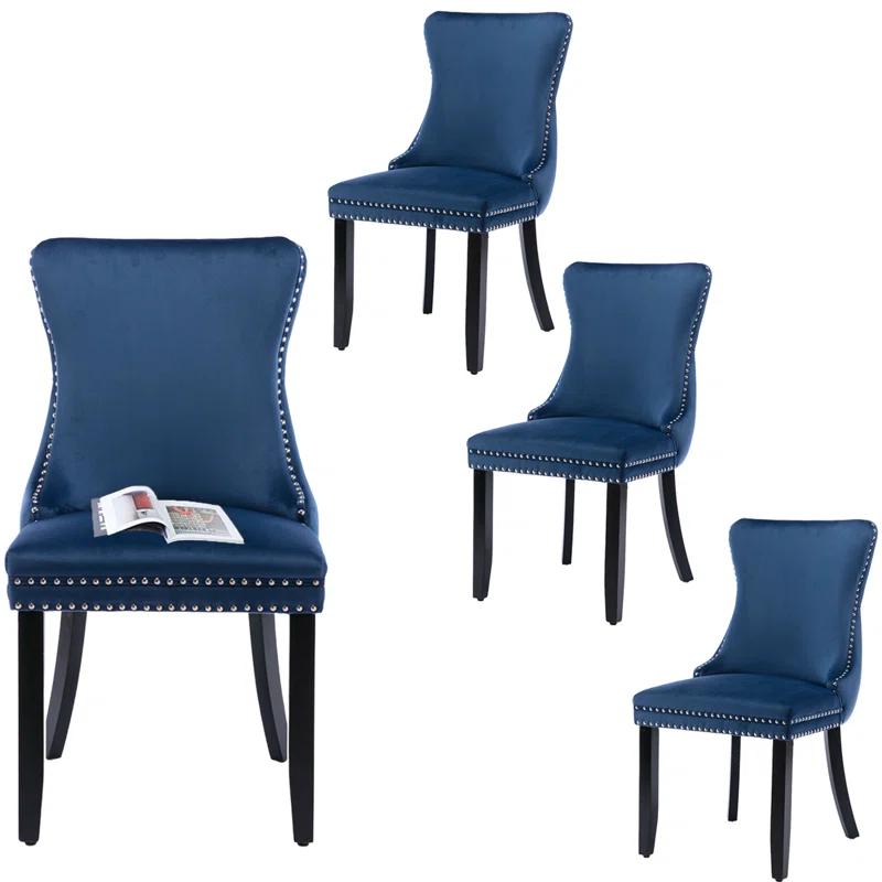 Rosdorf Park Velvet Kitchen Upholstered Dining Chair (Set of 4)