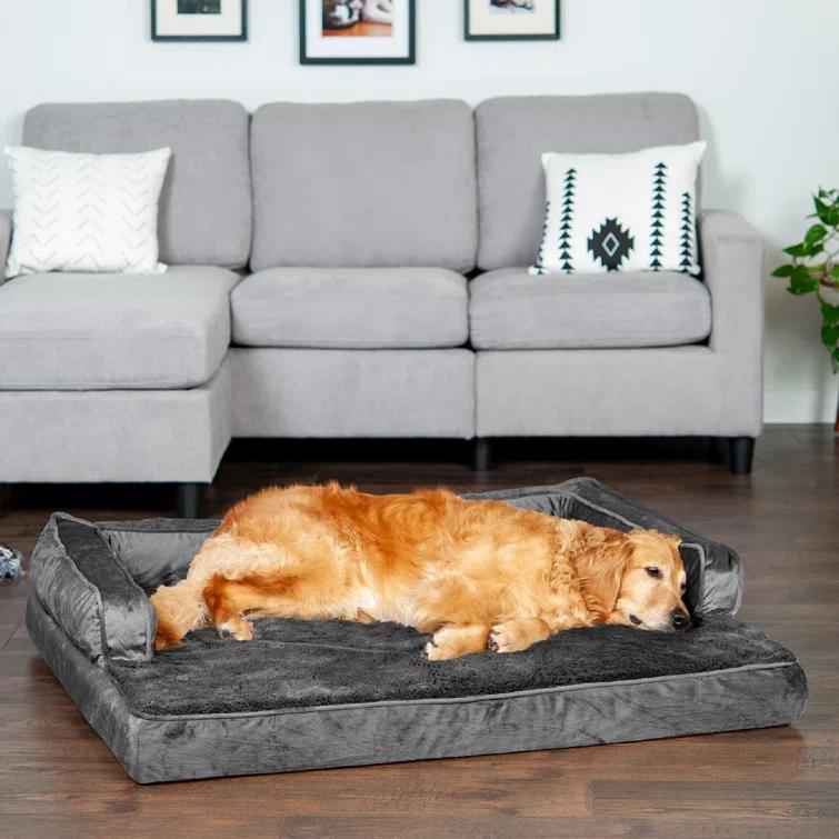 FurHaven Plush & Velvet Comfy Couch Sofa-Style Pet Bed