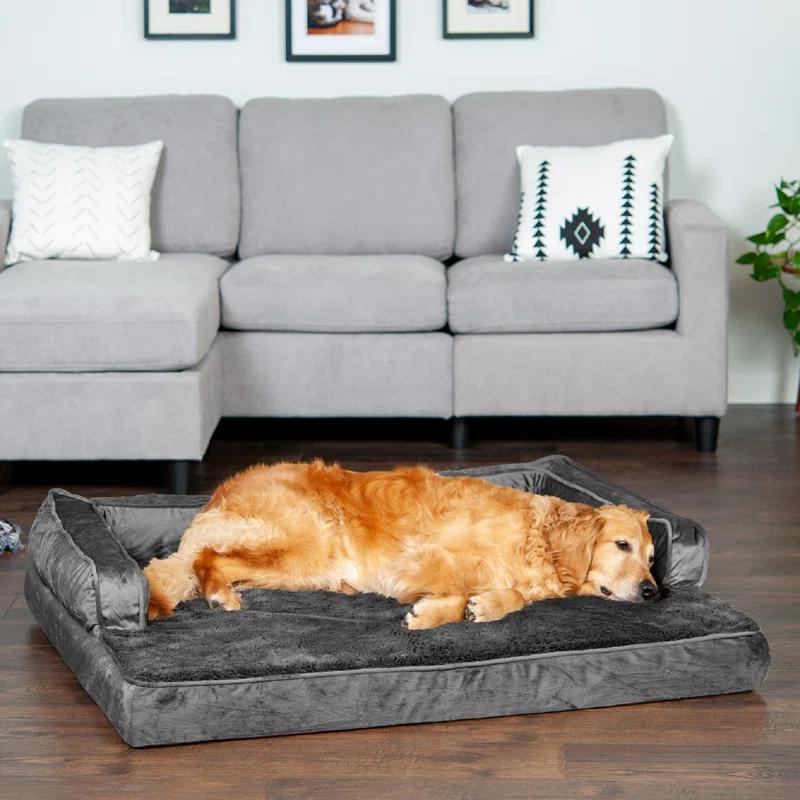 FurHaven Plush & Velvet Comfy Couch Sofa-Style Pet Bed