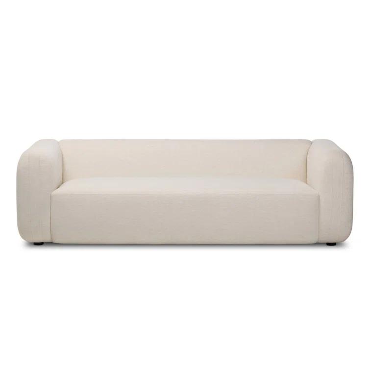 Nara 96'' Off-White Linen Tuxedo Arm Sofa