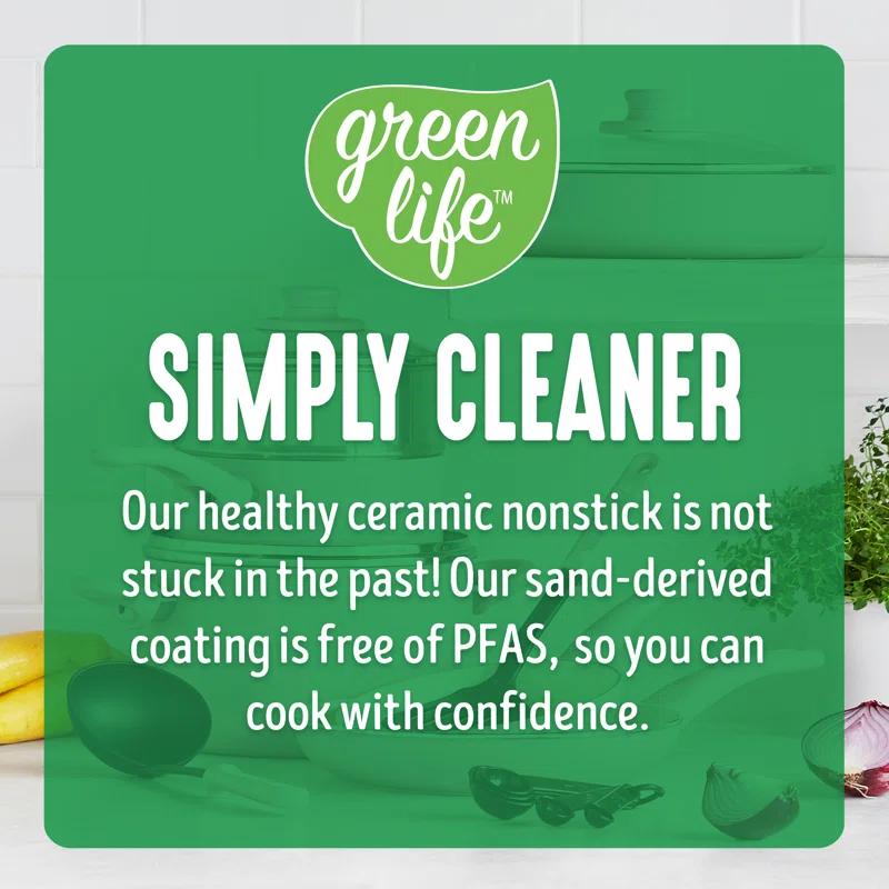 GreenLife GreenLife Soft Grip Healthy Ceramic Nonstick, 1QT And 2QT Saucepan Pot Set With Lids, Dishwasher Safe