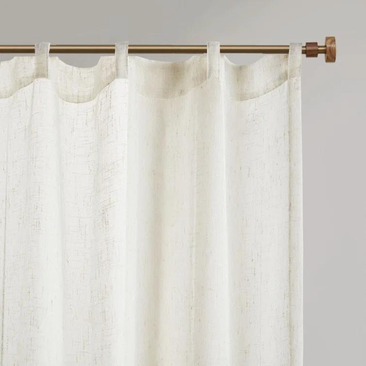 Madison Park Aida Ivory Yarn Dye Sheer Thermal Rod Pocket Curtain Panels 37x84" (Set of 2)