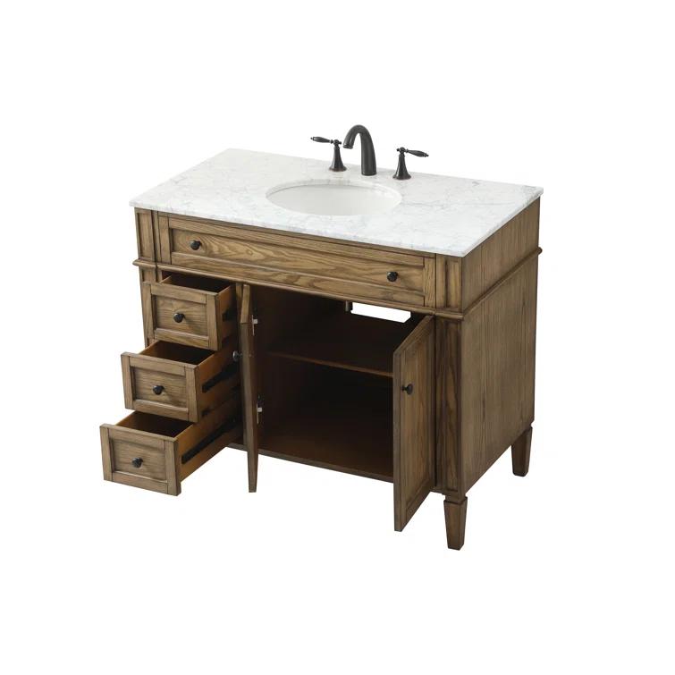 Rivers 40" Free-Standing Single Bathroom Vanity Set with Marble Vanity Top