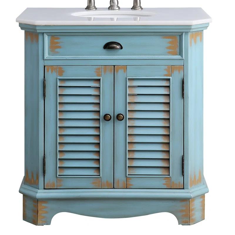 Highland Dunes Kaul 32'' Single Bathroom Vanity with Marble Top