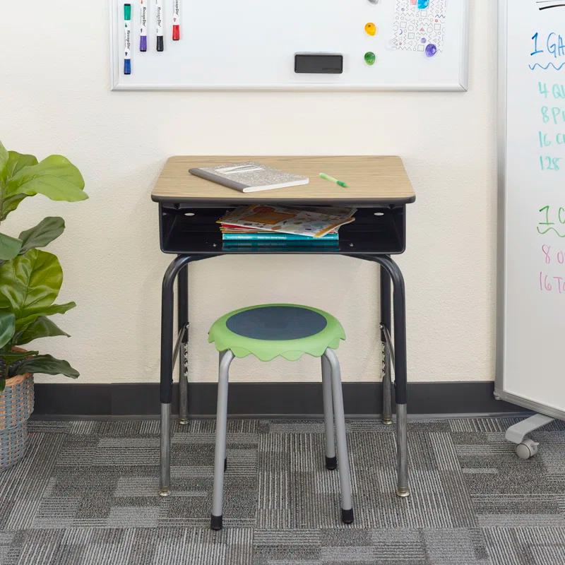 ECR4Kids ECR4Kids Open Front Desk with Metal Storage Book Box, Adjustable, Classroom Furniture, Maple/Black