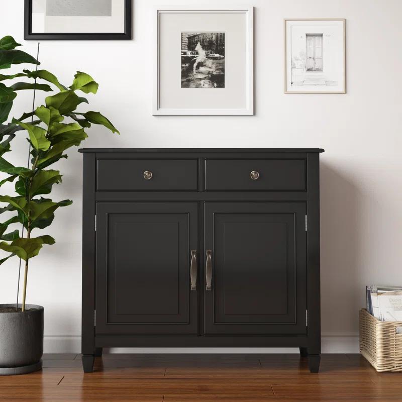 Simpli Home Connaught Solid Wood 2 - Door Accent Cabinet Entryway Storage Cabinet