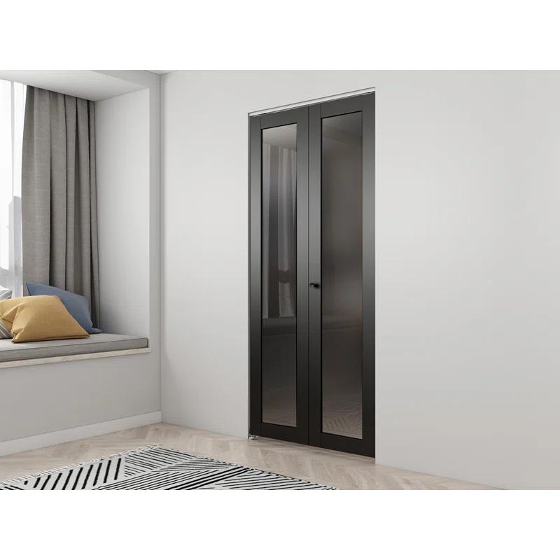 Calhome Full Lite Frosted Glass MDF Bi-Fold Door with Hardware Kit and Door Handle