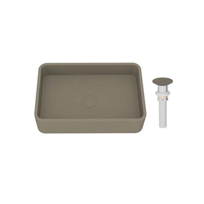 CASAINC Maple 12.79'' Concrete Rectangular Bathroom Sink