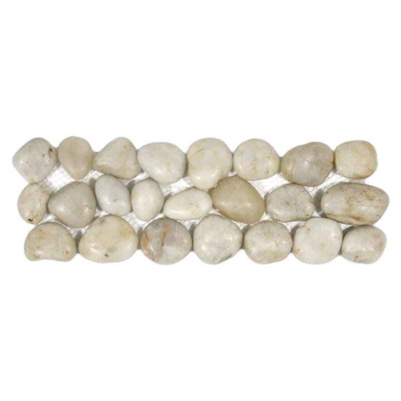 CNK Tile Aras Natural Stone Listello Decorative Pebble Rock Mosaic Tile Water-Resistant - 4'' x 12''