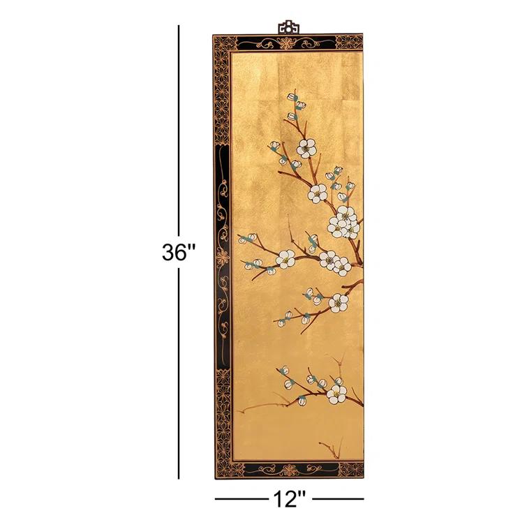Oriental Furniture Cherry Blossom 36" H x 12" W 4 - Piece Wall Décor
