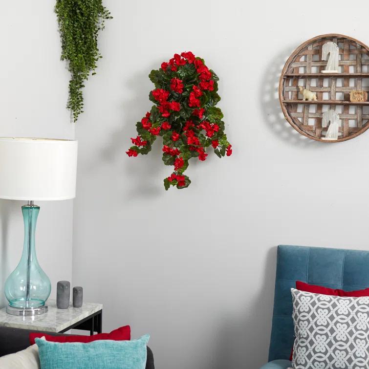 Primrue 29in. UV Resistant Geranium Artificial Hanging Plant (Indoor/Outdoor) - Set of 2