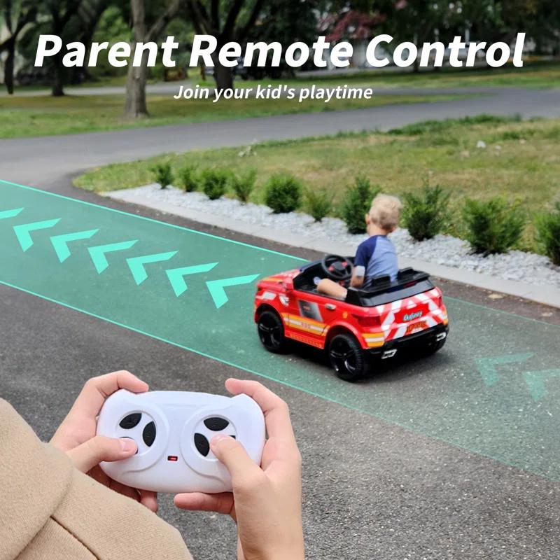 Outfunny Electric Police Car for Kids, 12 Volt Kids Ride on Toy Car with Remote Control, Bluetooth, Megaphone