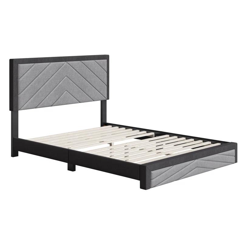 Boyd Sleep Barcelona Linen or Faux Leather Upholstered Platform Bed Frame with Adjustable Headboard, Heavy Duty Slat Support System, No Box Spring Required - Boyd Sleep