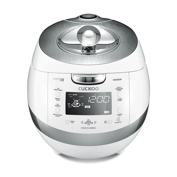 Cuckoo Electronics CUCKOO  6-Cup  Induction Heating Pressure Rice Cooker with Nonstick Inner Pot, 16 Menu Modes, Fuzzy Logic Tech, 3 Voice Guide, Auto Clean (White) CRP-BHSS0609F