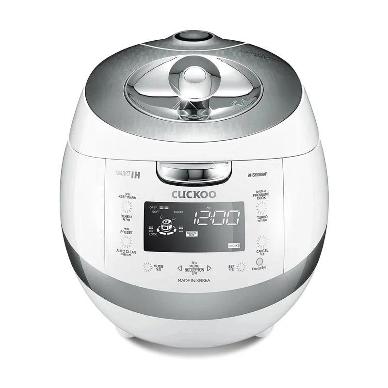 Cuckoo Electronics CUCKOO  6-Cup  Induction Heating Pressure Rice Cooker with Nonstick Inner Pot, 16 Menu Modes, Fuzzy Logic Tech, 3 Voice Guide, Auto Clean (White) CRP-BHSS0609F