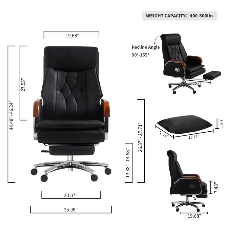 Kinnls Kinnls Cameron Massage Chair Genuine Leather Executive Chair With Headrest