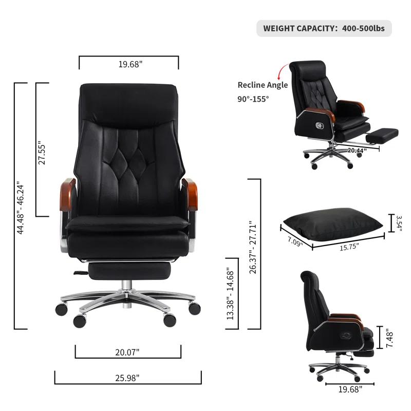Kinnls Kinnls Cameron Massage Chair Genuine Leather Executive Chair With Headrest