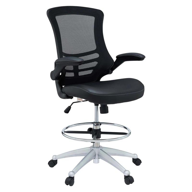 Modway Modway Attainment Vinyl Drafting Chair - Drafting Stool With Flip-Up Arm