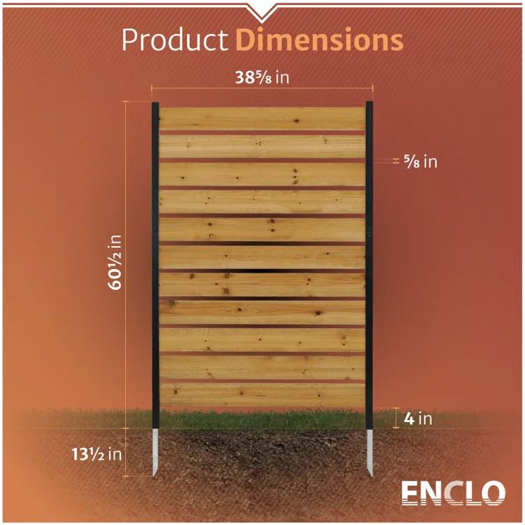 Enclo 5ft H x 3.2ft W (1 Panel) No Dig Enclo Concord Cedar Wood Privacy Screen, Great to Hide Trash Cans, Decorative Patio Privacy Screen, Outdoor Privacy Fence Panel, Air Conditioner Fence, EC18022
