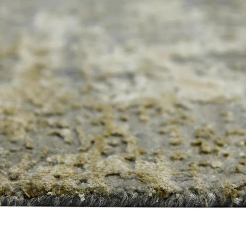 AMER Rugs Mystique Lucci Hand-Knotted Wool/Silk Area Rug in Gold/Gray