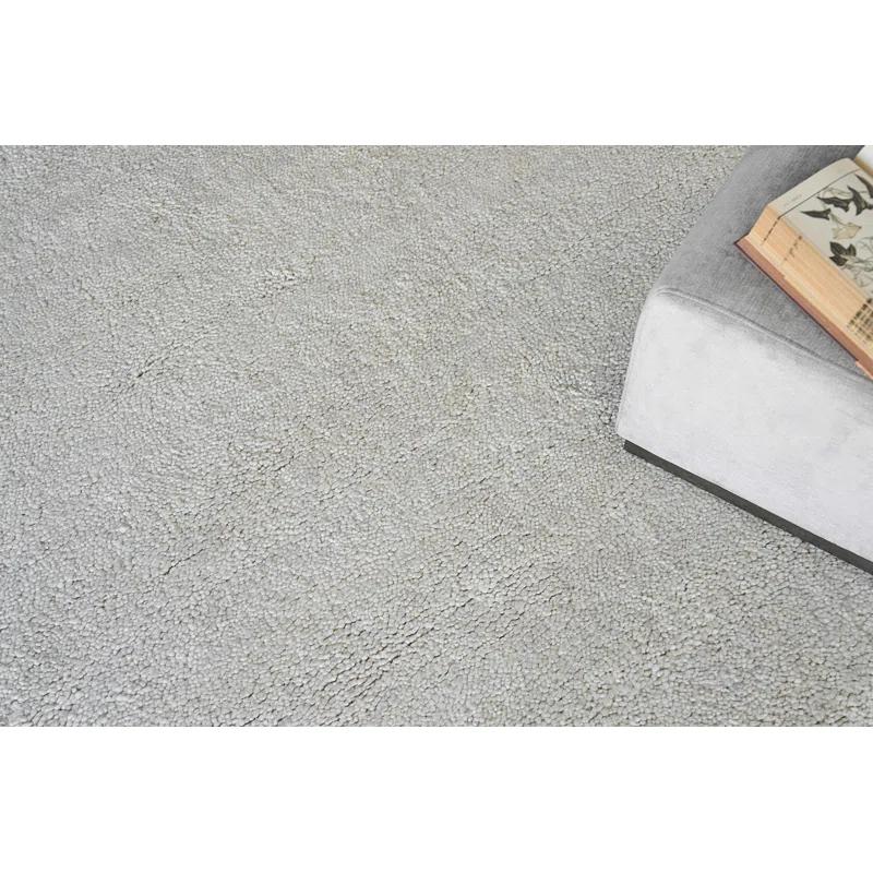 Rectangle Merino Solid Color Hand-Knotted Wool Area Rug In Beige