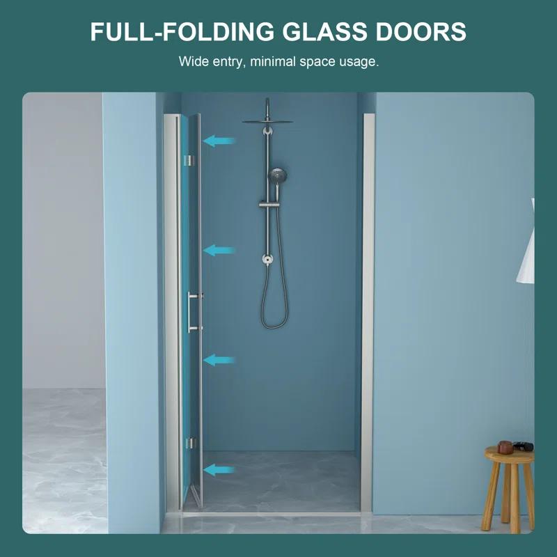 walterwork WYDHF170782Q 36"W x 72"H Folding Tempered Glass Shower Door