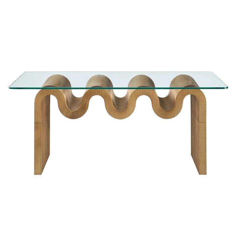 Modway Ondine Glass Top Coffee Table In Spiced Apple