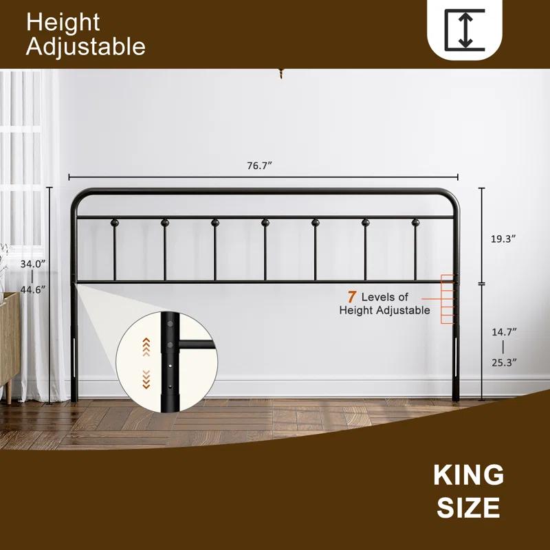 August Grove® August Grove® Metal Headboard - Adjustable Height - Farmhouse Victorian Style