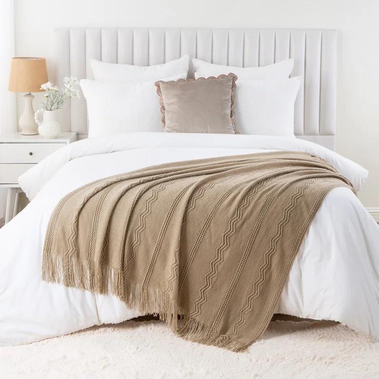 Battilo Home Throw Blanket For Couch, Solid Throw Blanket For Home Decor, Knit Throw Blankets For Bed, 50"X60"