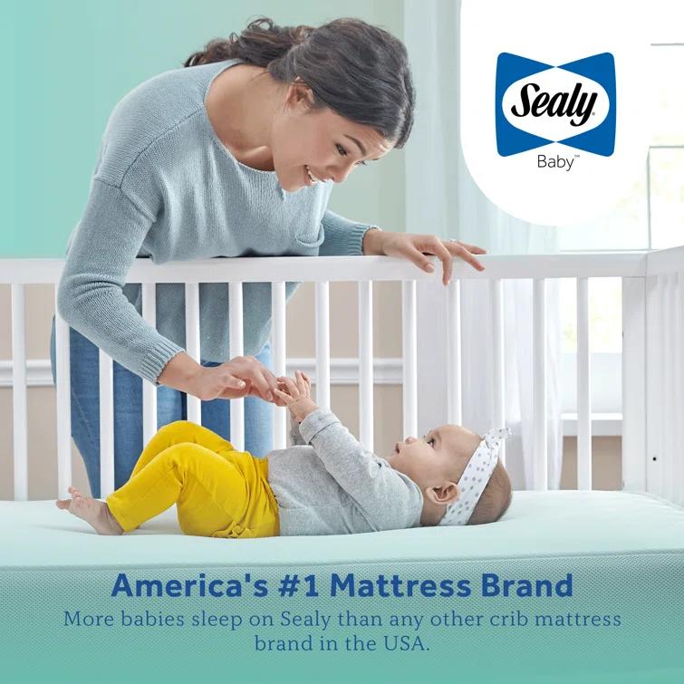 Sealy Baby Sealy Baby Posture Perfect 2 Stage Breathable Crib Mattress & Toddler Mattress, Hybrid Design, GREENGUARD GOLD Certified, 52"x28"