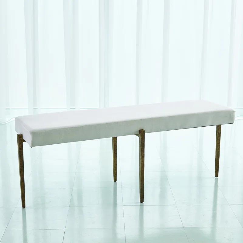 Global Views Laforge Bench-Antique Gold w/Muslin Cushion-Lg