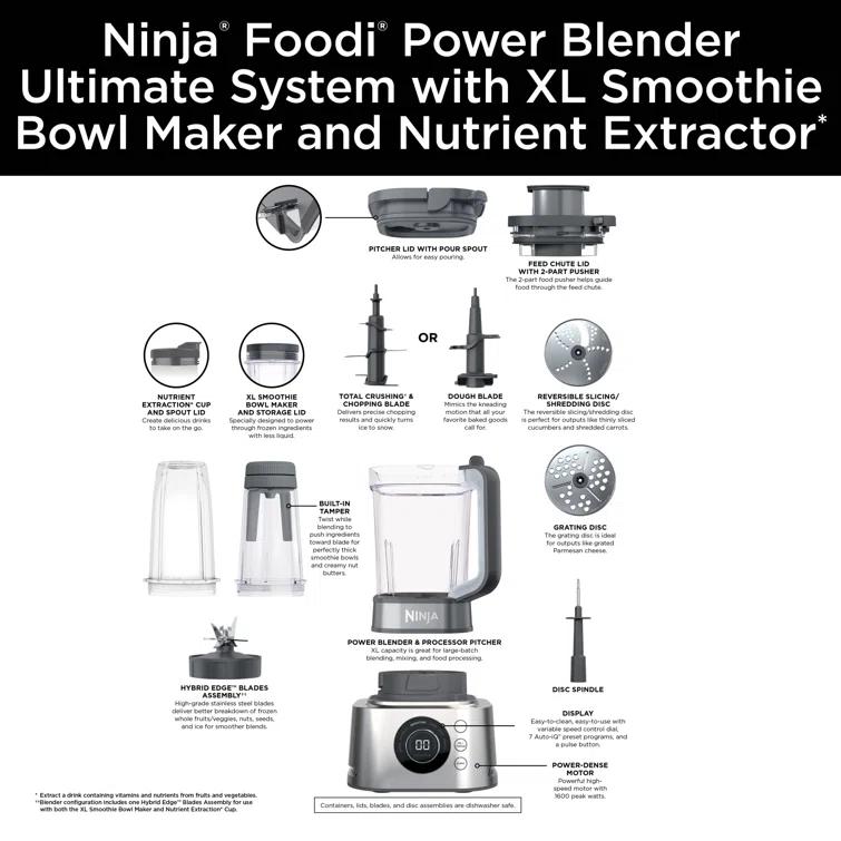 Ninja Ninja Blender and Food Processor System, Power Blenders For-Kitchen and Personal Size, Smoothie Maker, 6 Functions, 72-oz. Glass Pitcher and To-Go Cups