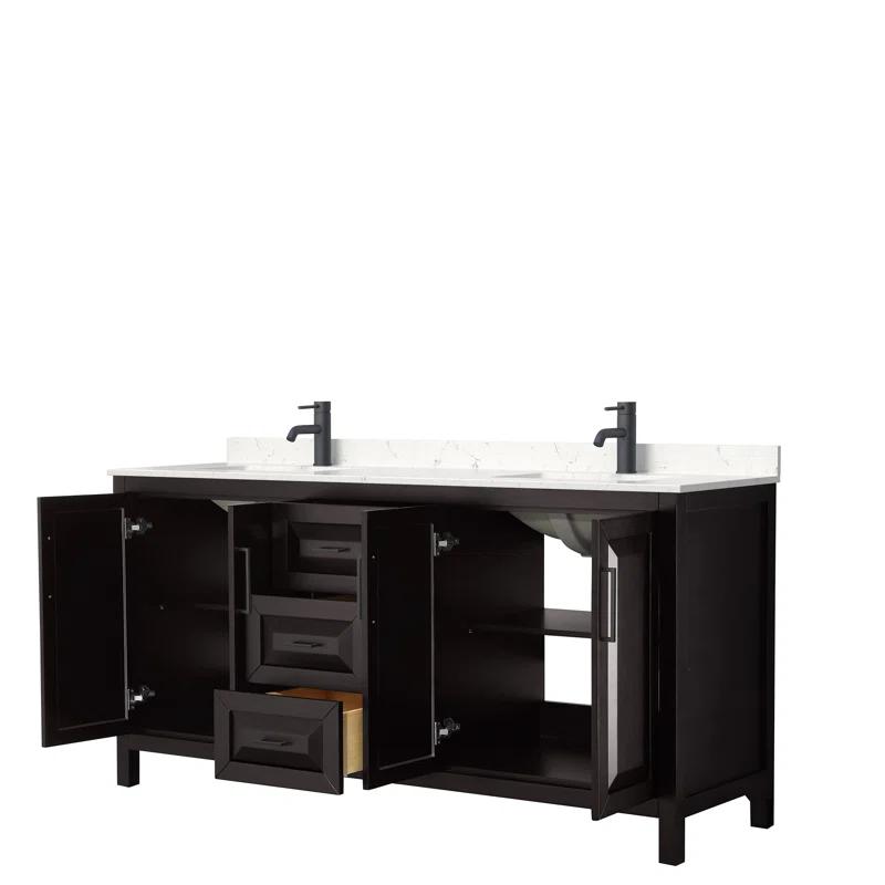 Wyndham Collection Daria 72'' Double Bathroom Vanity with Carrara Marble Top