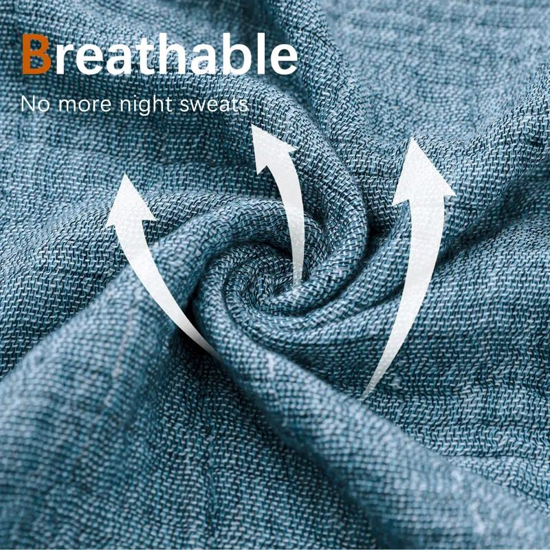 APPENIN WINTER PARK CORP Cotton Muslin Throw Blanket For Adults,Breathable 4-Layer Yarn Dyed Linen Texture Gauze Blanket For Bed Sofa Couch,Super Soft Light Weight Blanket For All Season(50"X60",Vintage Blue)