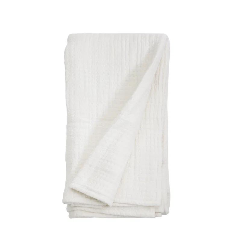 Arrowhead Textured Cotton Blanket by Pom Pom at Home - Cream / King