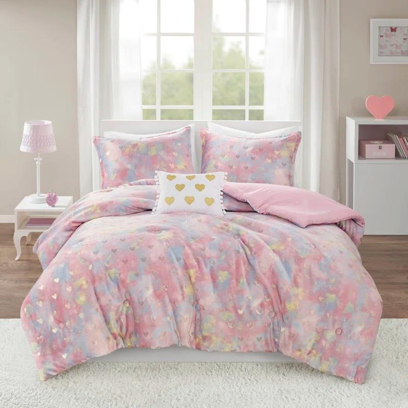 Intelligent Design Rosalie Metallic Printed Plush Comforter Set & Reviews | Wayfair