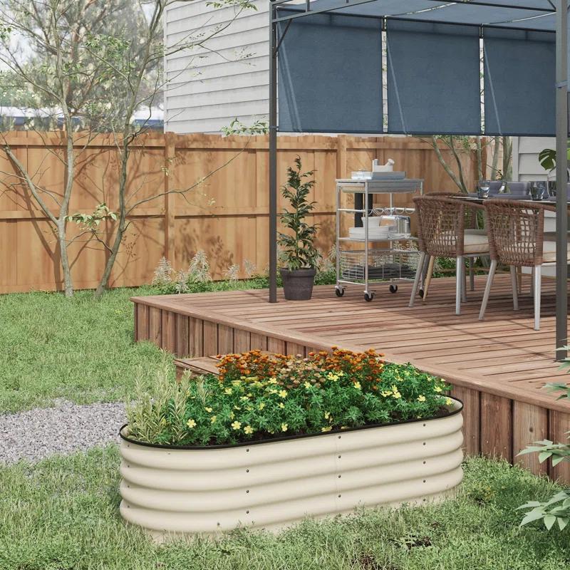 Arlmont & Co. Galvanized Raised Garden Bed Kit, Outdoor Metal Elevated Planter Box with Safety Edging, Easy DIY Stock Tank