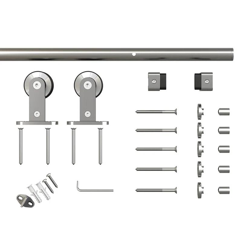 Calhome Paneled Manufactured Wood And Metal Barn Door With Installation Hardware Kit