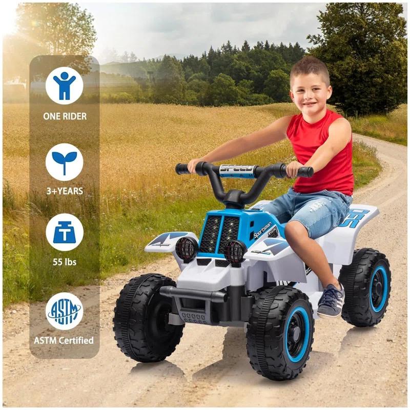 Hetoy 6V Kids Ride On Electric ATV With LED Headlights