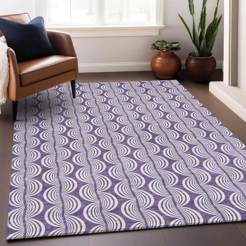 Machine Washable Indoor/Outdoor Chayden ACN1055 Purple Rug