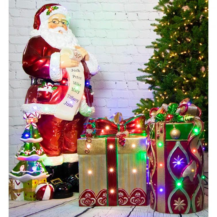 Fraser Hill Farm Indoor/Outdoor 4 ft. Christmas Santa Claus Holding Scroll & Reviews | Wayfair