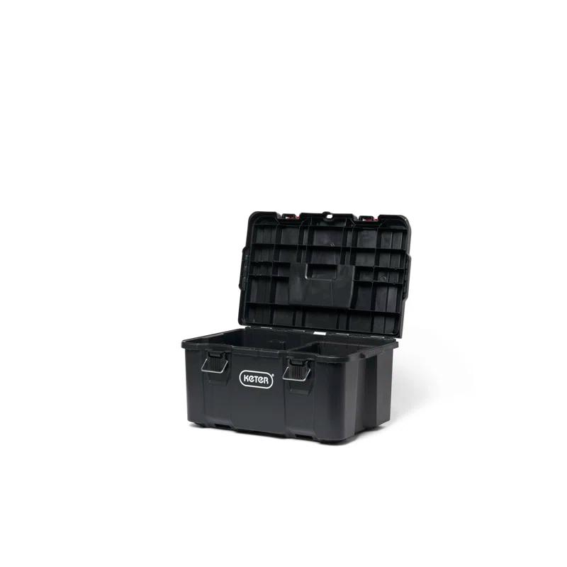 Keter Keter Stack-n-Roll 3 Piece Durable Resin Rolling Tool Box System Tool Storage and Organization Ideal For Garage and DIY, Black