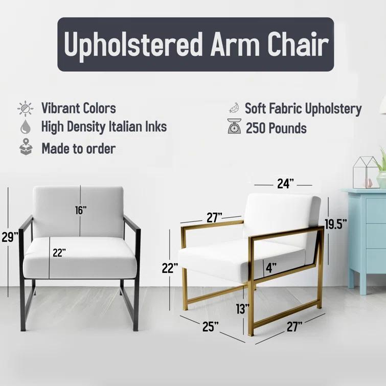 Design Art Out To Sea - Upholstered Nautical & Beach Yellow And White Accent Arm Chair