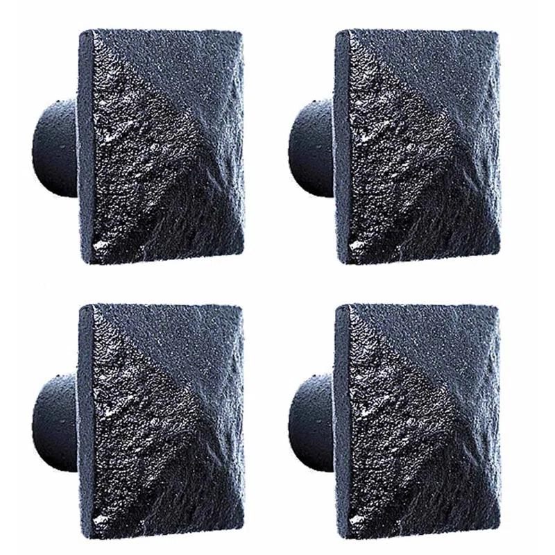The Renovators Supply Inc. Iron Cabinet Hardware Knob Pull Square Black 1 1/4" Renovators Supply (Set of 4)