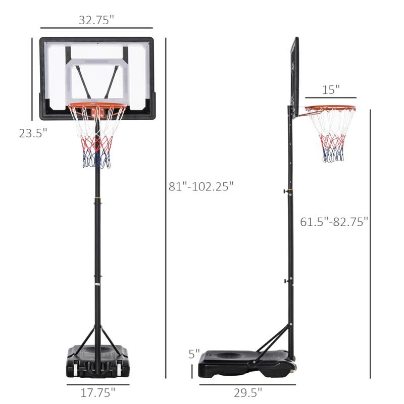 Soozier Height Adjustable 102.25" Outdoor Basketball Hoop